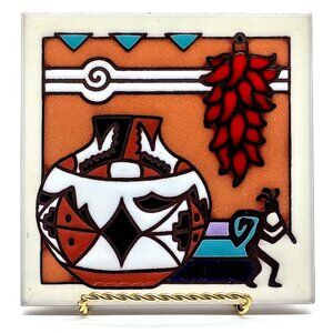 Vintage Masterworks Handcrafted Southwestern Ceramic Art Tile Trivet